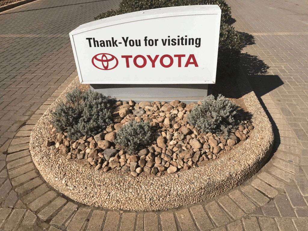 Commercial Landscaping project completed for Toyota in Texas.