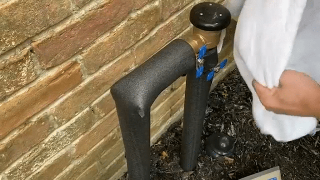 Pipes wrapped for a freeze